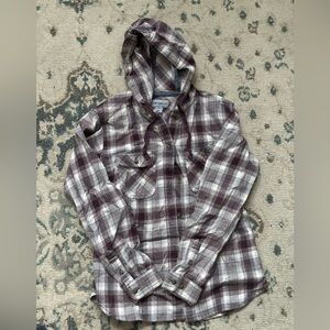 Carhartt Purple and White Casual Button Down Shirt with Hood